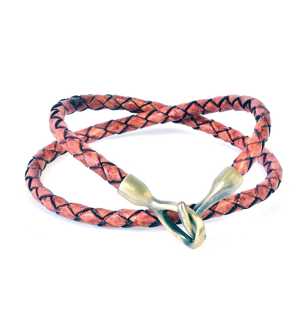 Rust Woven Leather Wrap Bracelet - eklexic