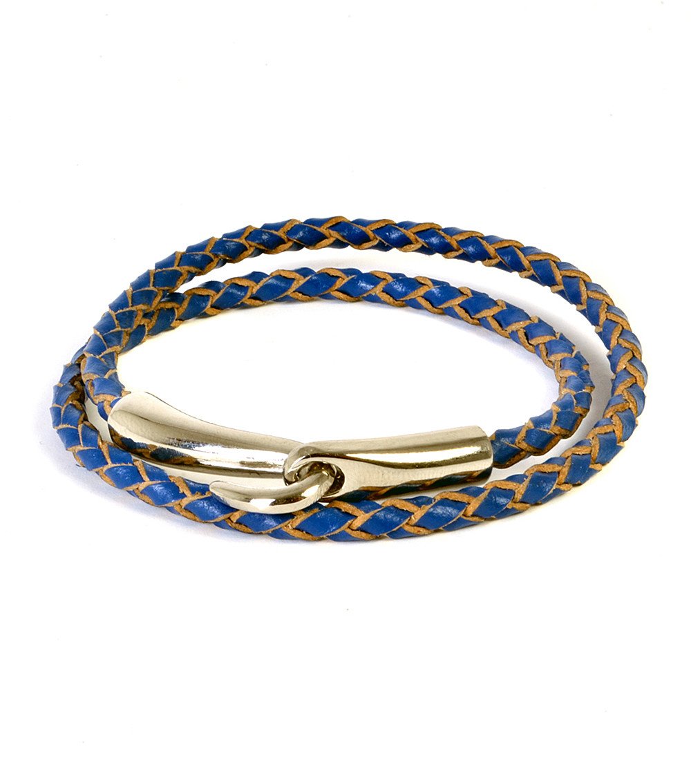 Blue Woven Leather Wrap Bracelet - eklexic