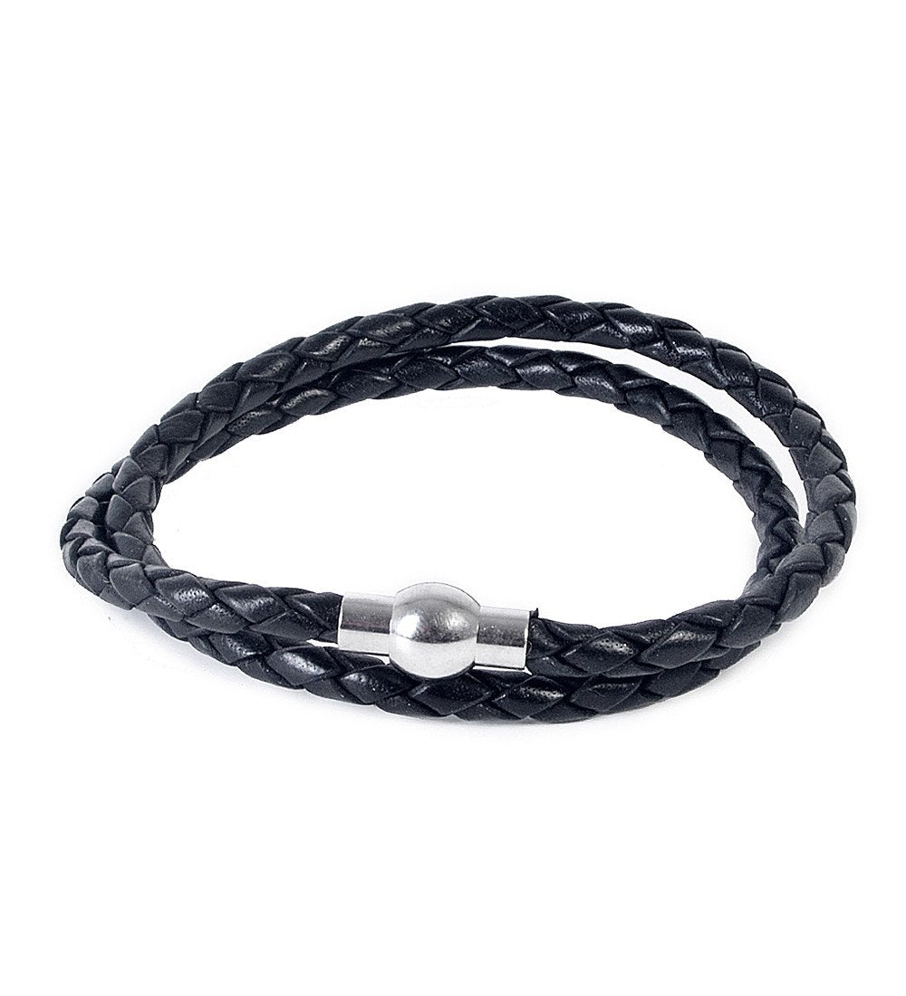 Woven Leather & Magnet Clasp Wrap Bracelet - eklexic