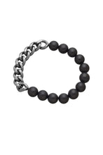 Load image into Gallery viewer, Onyx &amp; Curb Chain Bead Stretch Bracelet - eklexic