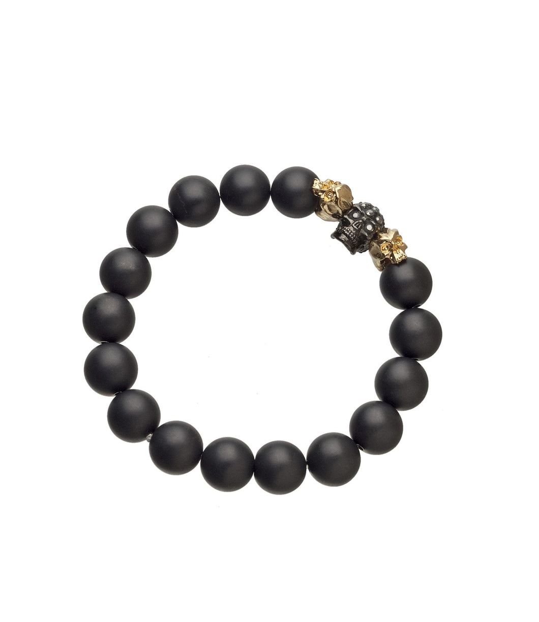 3 Skull & Onyx Bead Bracelet - eklexic