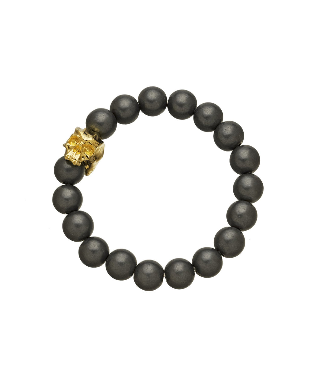 Skull & Matte Hematite Bead Bracelet - eklexic